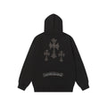 Rhinestone Cross Hoodie - Black Gothic Streetwear Sweatshirt 2633