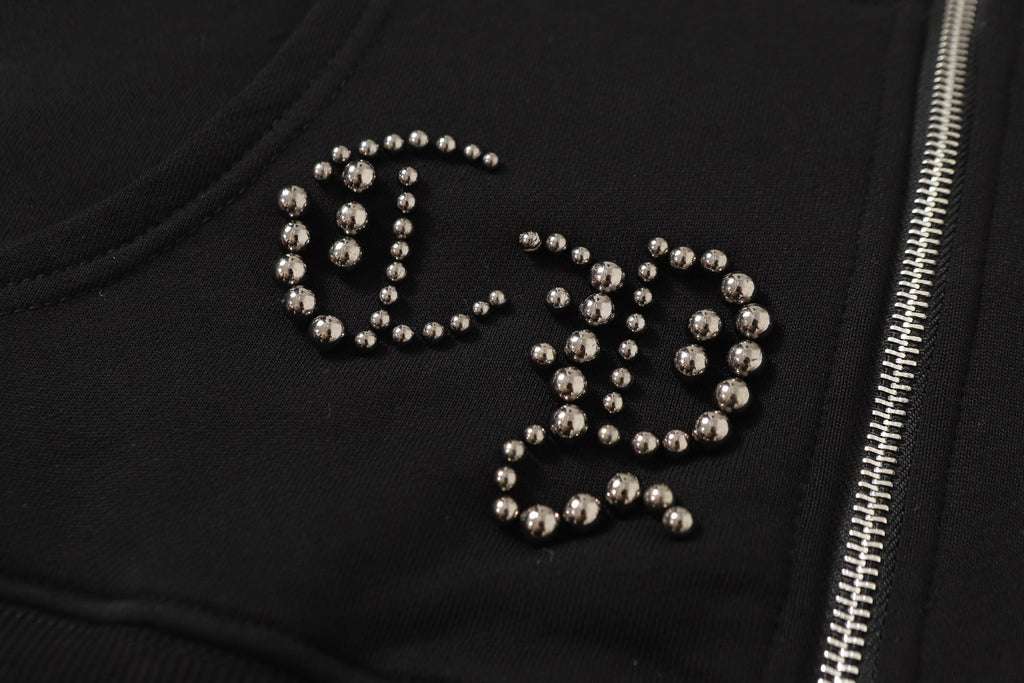 Rhinestone Cross Hoodie - Black Gothic Streetwear Sweatshirt 2633