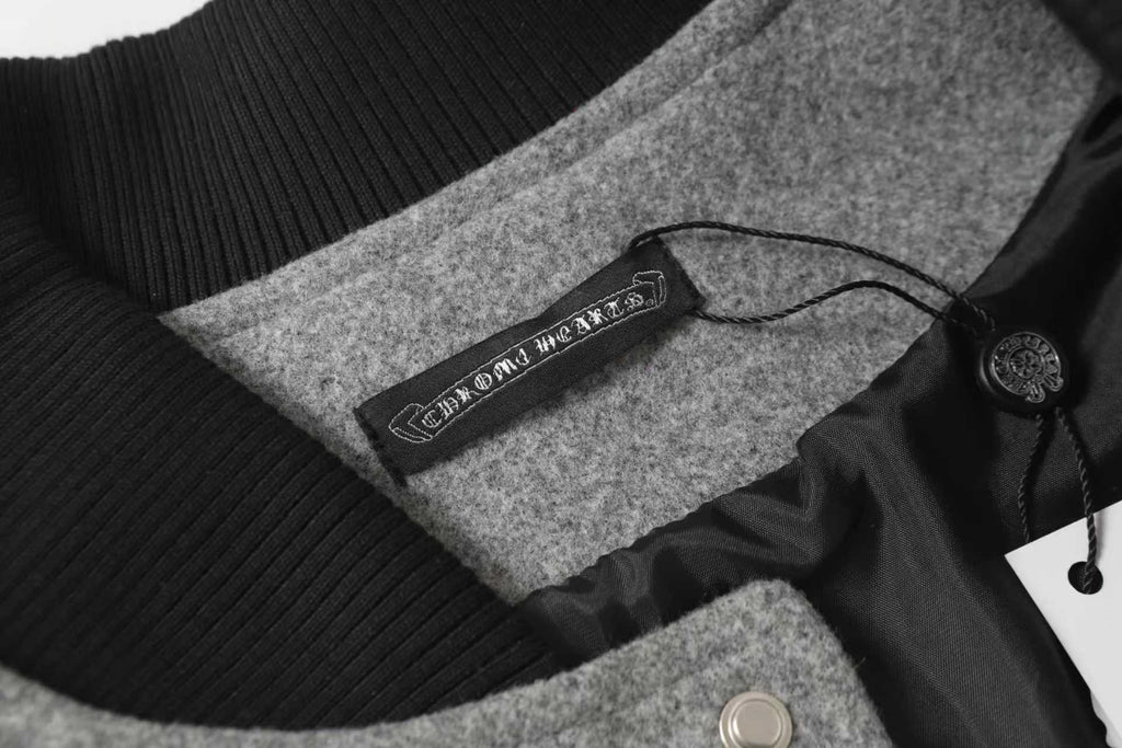 Multi Cross Varsity Jacket - Grey Black Street Jacket 2215